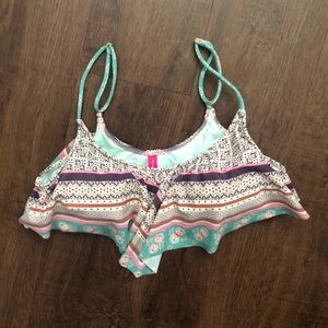 VS Victoria Secret Bikini Top Blue Ruffle Print  M